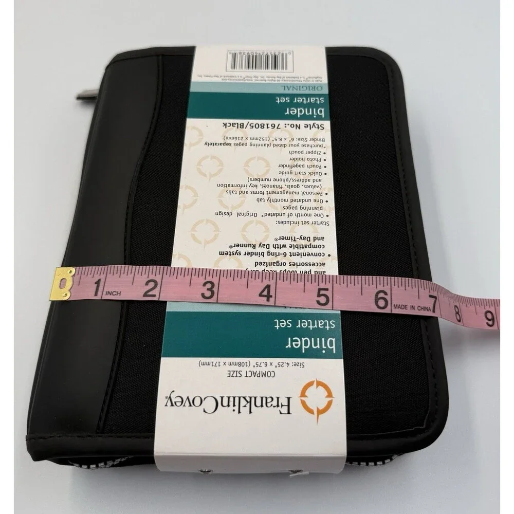 Franklin Covey Black Zippered Planner Binder Starter Set Original 761805 NOS
